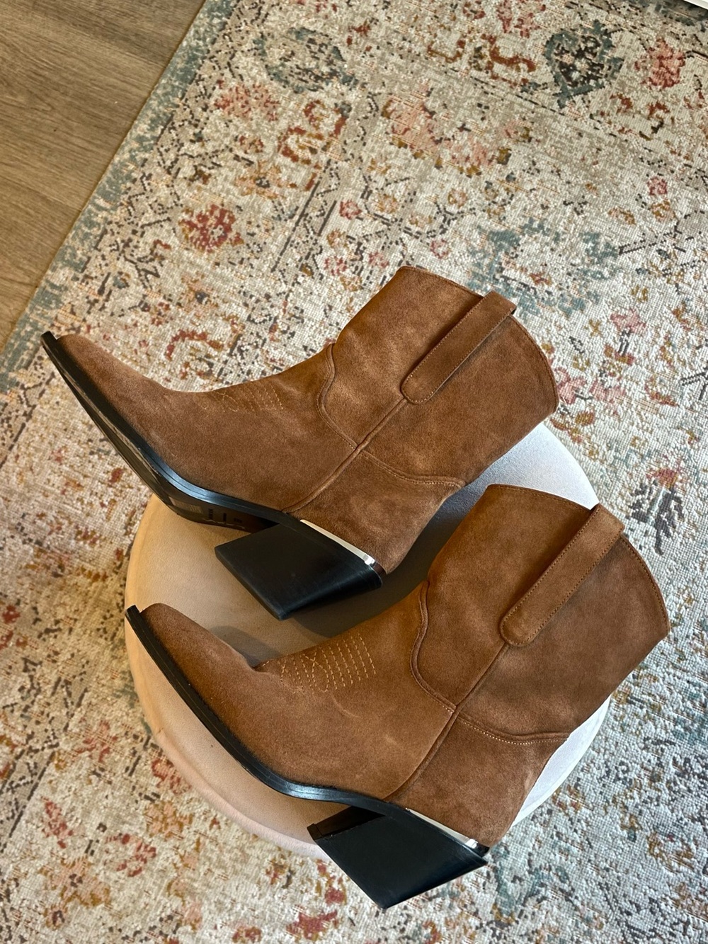 Anine Bing Tania Brown Suede Western Cowboy Heeled Boots - Picture 10 of 14